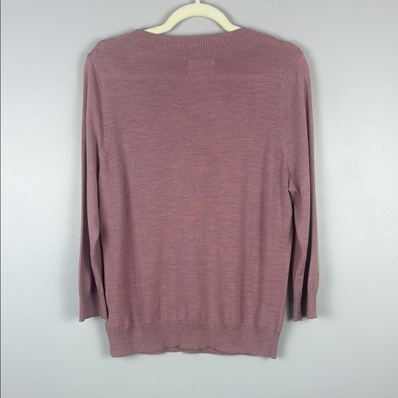 Cynthia Rowley 100% Extra Fine Merino Wool Pink Crew Neck Sweater Knit Size L - Picture 8 of 10